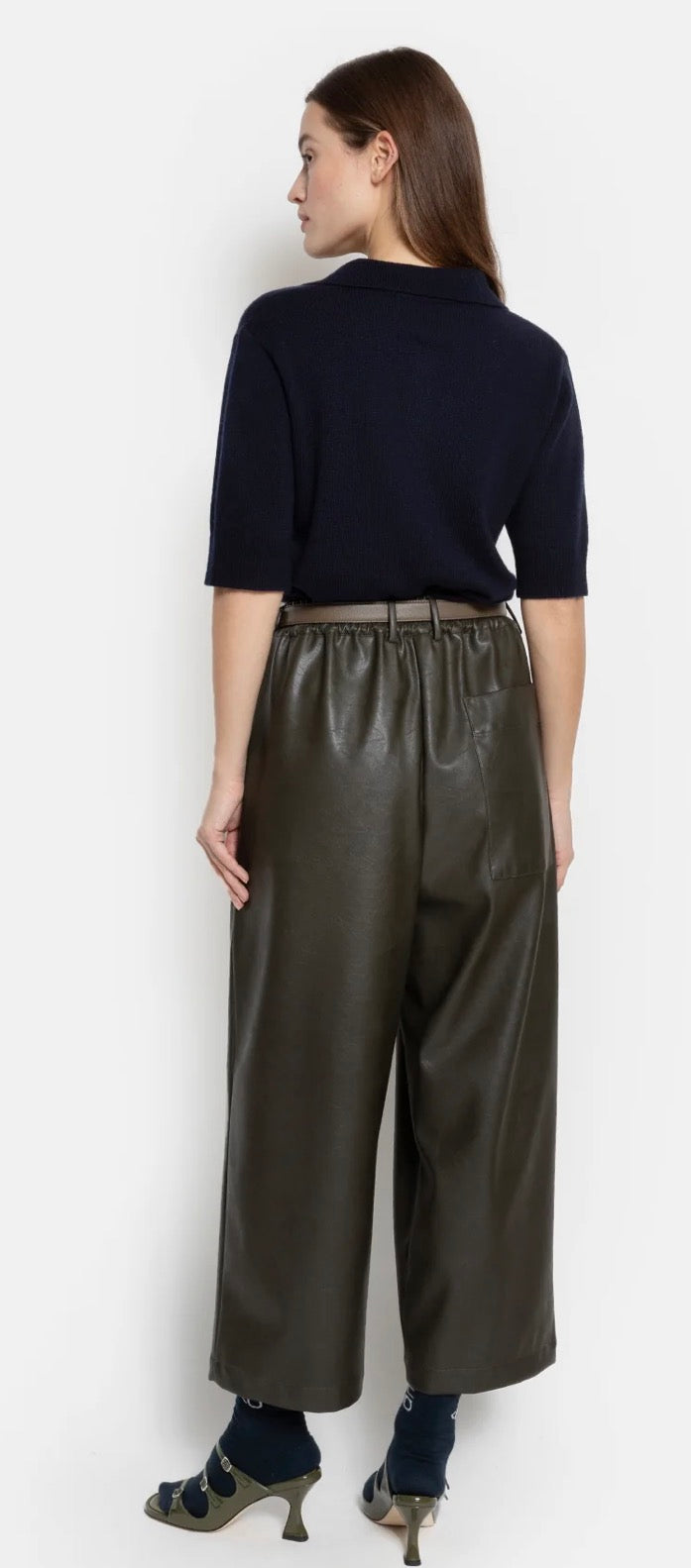 Pantalon Kick faux cuir kaki