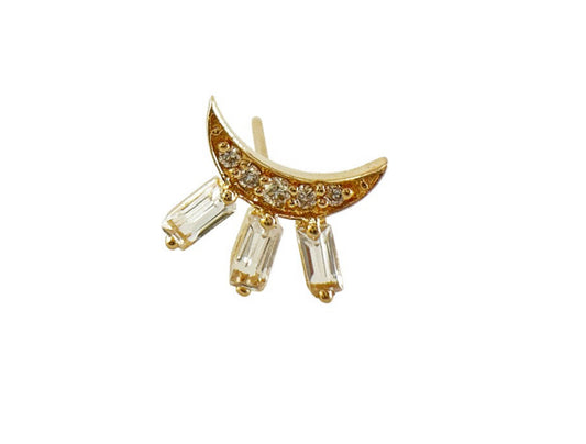 B.O DEMI LUNE EN OR, DIAMANT ET TOPAZE