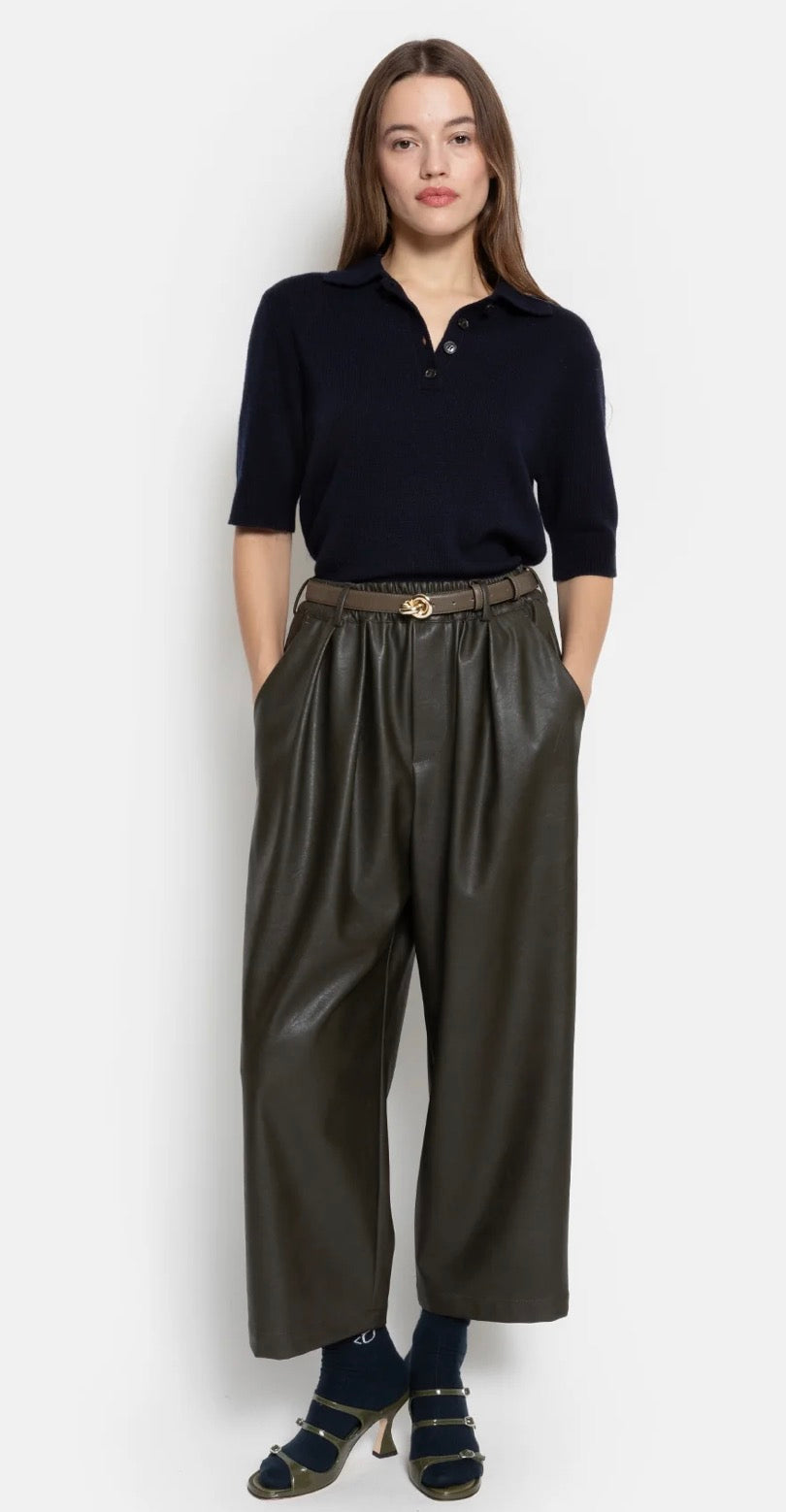 Pantalon Kick faux cuir kaki