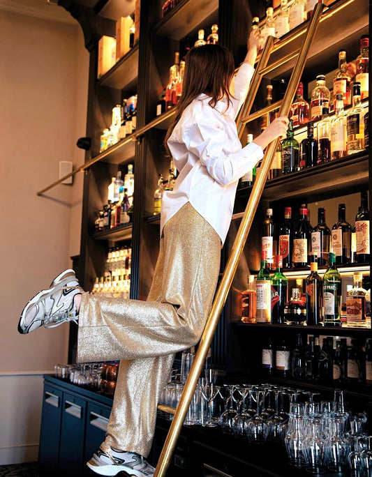 Pantalon à paillettes Doré