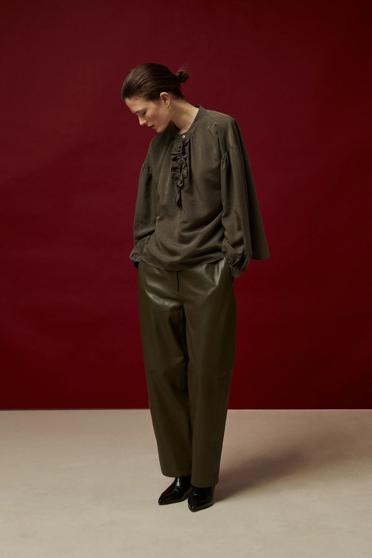 Pantalon conrad Bronze en cuir
