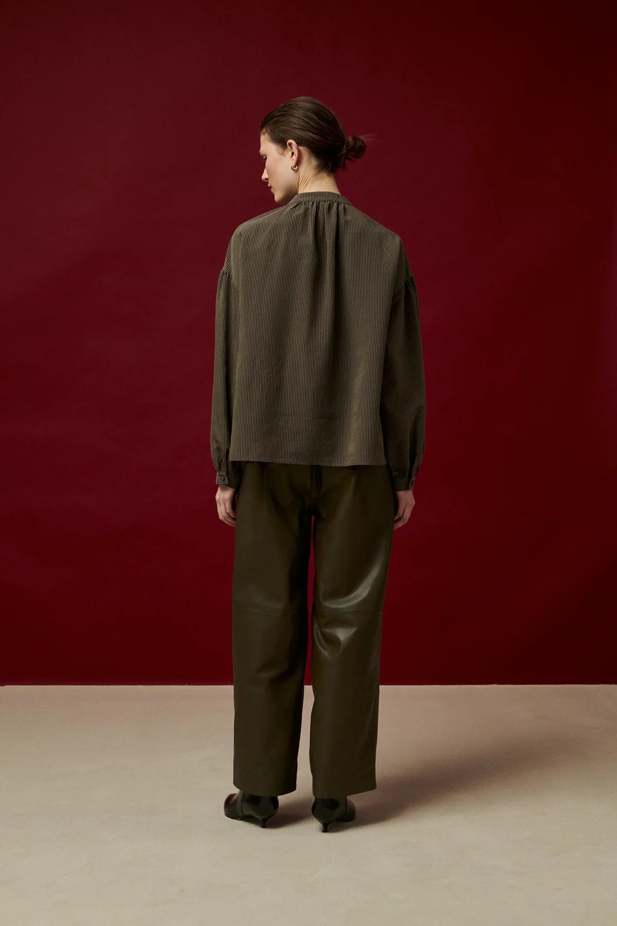 Pantalon conrad Bronze en cuir