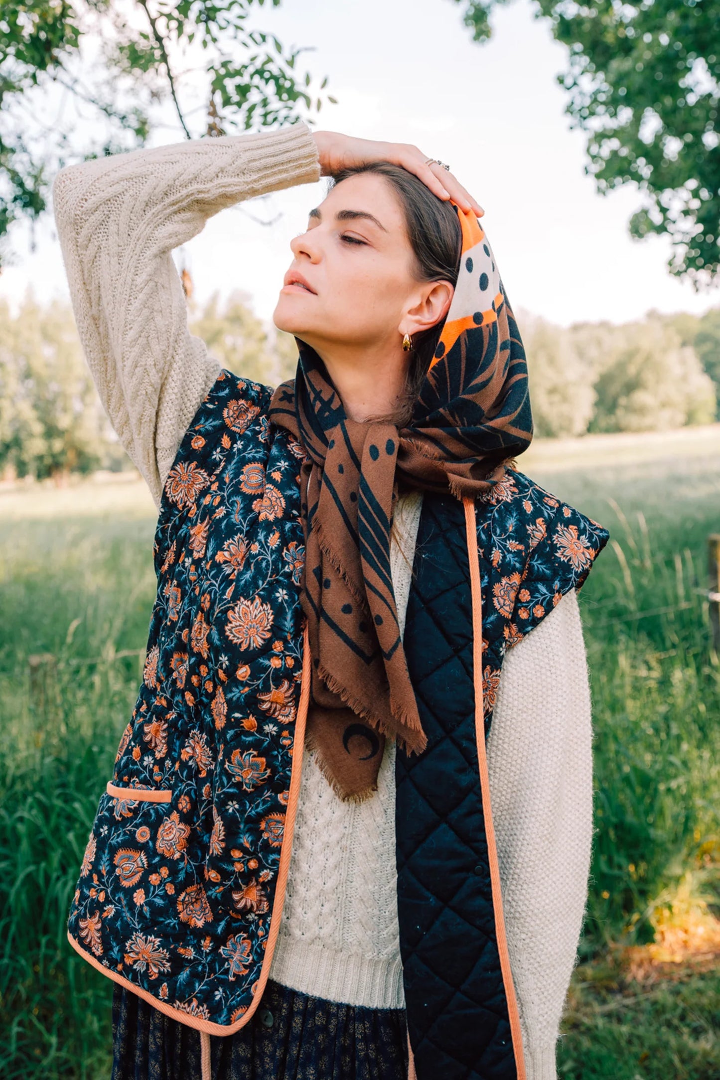 Foulard CHEETAH & PALMS - BROWN