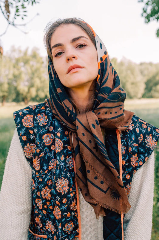 Foulard CHEETAH & PALMS - BROWN